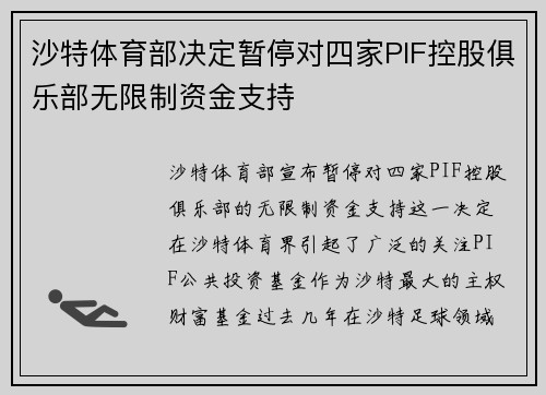 沙特体育部决定暂停对四家PIF控股俱乐部无限制资金支持